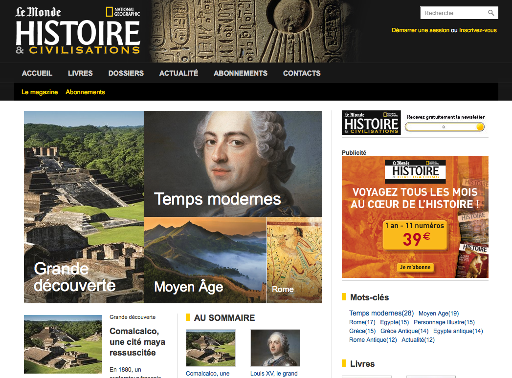 Page d'accueil du site Histoire et Civilisations